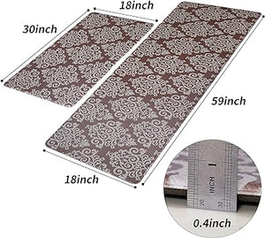 48x20 Inch/30X20 Inch Kitchen Rug Mats Made of 100% Polypropylene 2 Pieces Soft Kitchen Mat Specialized in Anti Slippery and Machine Washable (Grey)