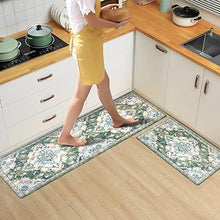 Anti Fatigue Kitchen Mats for Floor 2 Piece Set Green (17x29+17x59Inch)