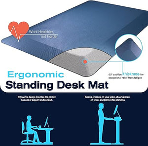 2 Packs Anti Fatigue Mat Thick Cushioned Standing Stain Resistant, Non-Slip Floor Mat (20" x 32", Black)