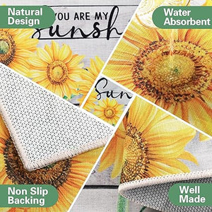 Non-Slip Backing Natural Design Throw Rug Lemon Design, 17"x48"+17"x24"
