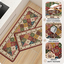 Retro Farmhouse Kitchen Mats for Sink,Cushioned Anti-Fatigue Comfort Kitchen Waterproof Non-Skid,Laundry Area Rugs Runner 17.3"x28"+17.3"x47"