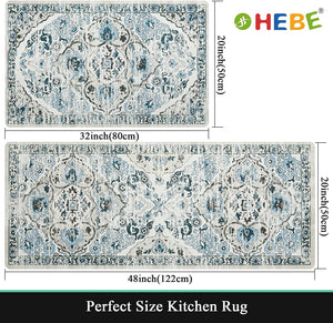  HEBE Boho Kitchen Rug Sets 3 Piece with Runner