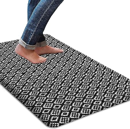 Cushioned Anti-Fatigue Waterproof Non-Slip Heavy Duty Comfort Foam Rug (Black, 18''x30'')