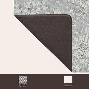 Anti-Fatigue Iris Floral Design Stain, Water & Fade Resistant Cooking & Standing Relief | Non-Slip Backing | Measures 17.5” x 32”|