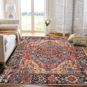 Homcomoda Small Area Rugs 2x3 Non Slip Distressed Low Pile Front Door Mat  Washable Bathroom Rug Low Pile Doormat Vintage Carpet Mat for Entrance