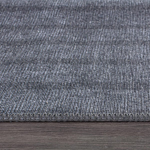 Contemporary Lines Plaid Stain Resistant Flat Weave Eco Friendly Premium Recycled Machine Washable Area Rug 7'7"x9'6" Dark Gray