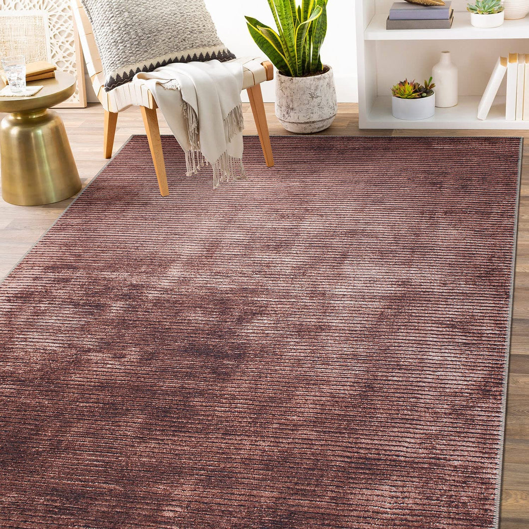 Contemporary Distressed Stripe Stain Resistant Flat Weave Eco Friendly Premium Recycled Machine Washable Area Rug 3'3