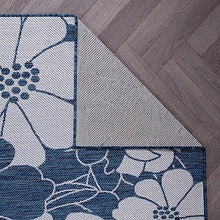 Modern Floral Flowers Textured Flat Weave Easy Cleaning Outdoor Rugs