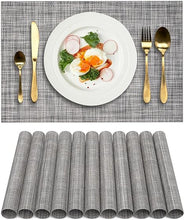 Set of 8 Heat-Resistant Non-Slip Washable Indoor/Outdoor Woven Vinyl Placemats for Kitchen Dining Table (12x18 Inches, Coffee-Colored)