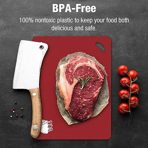 Non Slip Hangable & BPA Free Large Chopping & Flexible Folding Cutting Boards for Kitchen - Set of 4