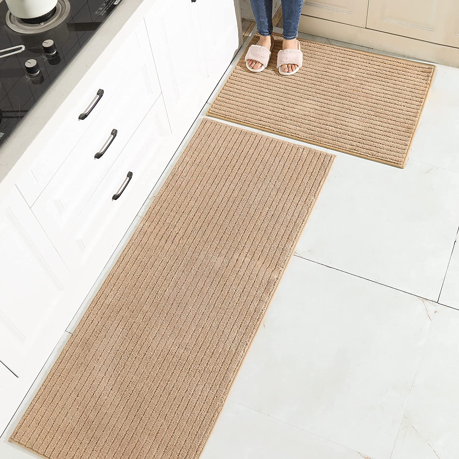 Villsure Kitchen Rugs and Mats, Non Skid Kitchen Runner Rug Absorbent  Resist Dirt Kitchen Floor Mat Comfort Standing Mat Made of 100%  Polypropylene