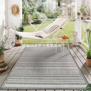 Contemporary Bohemain Stripes Flatweave Indoor/Outdoor Rug Yellow