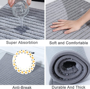 Non Skid Washable TPR Backing 100% Polyester Kitchen Mat Set of 2 Absorbent - 20x30inch/20x48inch