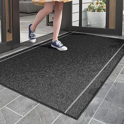 Anti-Slip Durable Outdoor Door Mat, Resist Dirt Heavy Duty Waterproof Outdoor Floor Mat for Entry, Entrance, Garage, High Traffic Areas, Easy to Clean, 24