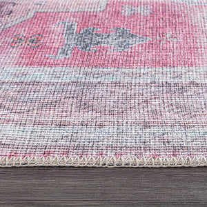 Distressed Transitional Bohemian Stain Resistant Flat Weave Eco Friendly Premium Recycled Machine Washable Area Rug 7'7"x9'6" Multi