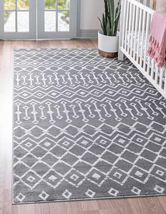 Geometric Kasbah Trellis Collection Rug – 2' X 10' Runner Beige Low Pile Rug