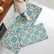 Boho Floral Kitchen Mats Set of 2, 17.3x28+17.3x47 Inch, 2/5 Inch