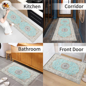 Set of 2 Non-Slip Bohemian Kitchen Runner Rug 63*19.7/31.5*19.7