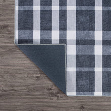 Modern Plaid Stain Resistant Flat Weave Eco Friendly Premium Recycled Machine Washable Area Rug 3'3"x5' Black