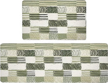 Boho Kitchen Mats Set of 2 Cushioned Anti-Fatigue Comfort Standing Mat, 17.3x28+17.3x47 Inch