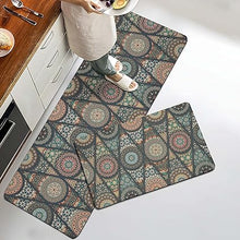 Boho Floral Kitchen Mats Set of 2, 17.3x28+17.3x47 Inch, 2/5 Inch