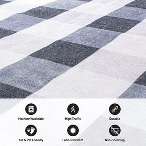 Contemporary Checkered Stain Resistant Flat Weave Eco Friendly Premium Recycled Machine Washable Area Rug 3'3"x5' Gray