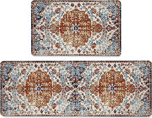 Boho Kitchen Mats Set of 2 Cushioned Anti-Fatigue Comfort Standing Mat, 17.3x28+17.3x47 Inch