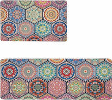 Boho Floral Kitchen Mats Set of 2, 17.3x28+17.3x47 Inch, 2/5 Inch