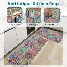 Boho Floral Kitchen Mats Set of 2, 17.3x28+17.3x47 Inch, 2/5 Inch