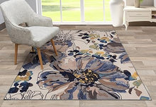 Modern Bright Flowers Non-Slip (Non-Skid) Area Rug 5 X 7 (5' 3" X 7' 3") Cream