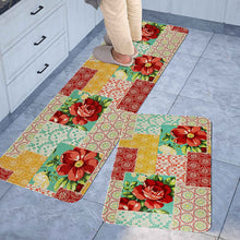 2 Pieces Natural Rubber Boho Kitchen Mats (17" Wx30 L+17" W x 47" L Palm Tree Leaves)