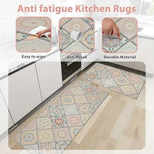 Boho Floral Kitchen Mats Set of 2, 17.3x28+17.3x47 Inch, 2/5 Inch