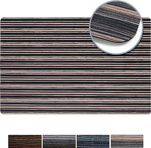 Smooth Step Striped Machine Washable Low Profile Stain Resistant Non-Slip Versatile Utility Kitchen Mat, Blue/Black, 24"x35"