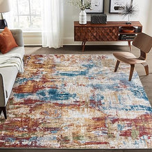 Non-Shed - Eco-Friendly, Machine Washable Rug - Stain Resistant, Made from Premium Recycled Fibers - Abstract Contemporary - Blue, 2'6" x 6'