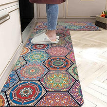 Boho Floral Kitchen Mats Set of 2, 17.3x28+17.3x47 Inch, 2/5 Inch