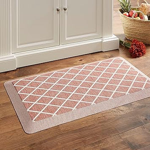 Miles Modern Diamond Anti-Fatigue Air-Infused Kitchen Mat, Beige, 19.6"x32"