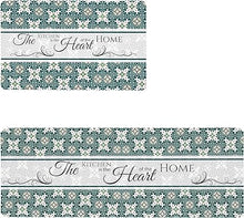 Boho Floral Kitchen Mats Set of 2, 17.3x28+17.3x47 Inch, 2/5 Inch