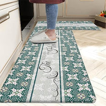 Boho Floral Kitchen Mats Set of 2, 17.3x28+17.3x47 Inch, 2/5 Inch