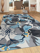 Modern Bright Flowers Non-Slip (Non-Skid) Area Rug 5 X 7 (5' 3" X 7' 3") Cream