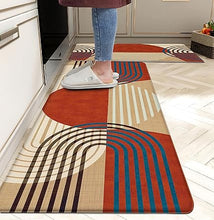 Boho Kitchen Rug Anti Fatigue Mats for Kitchen Floor Kitchen Rugs Bohemia Style Memory Foam Kitchen Mat Cushioned PVC Leather Kitchen Rug Set, 17.3x28+17.3x47 inchs, C2