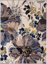 Modern Bright Flowers Non-Slip (Non-Skid) Area Rug 5 X 7 (5' 3" X 7' 3") Cream