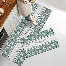 Boho Floral Kitchen Mats Set of 2, 17.3x28+17.3x47 Inch, 2/5 Inch