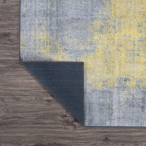 Contemporary Abstract Stain Resistant Flat Weave Eco Friendly Premium Recycled Machine Washable Area Rug 5'x7' Yellow