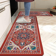 Boho Floral Kitchen Mats Set of 2, 17.3x28+17.3x47 Inch, 2/5 Inch