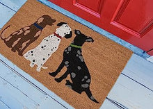 Natura Three Dogs Natural Outdoor Welcome Coir Door Mat, 1 ft 6 in x 2 ft 6