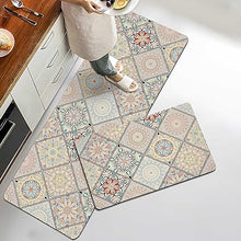 Boho Floral Kitchen Mats Set of 2, 17.3x28+17.3x47 Inch, 2/5 Inch