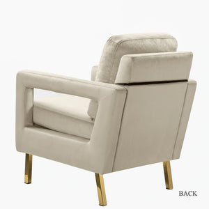 Valentina Modern Upholstered Accent Armchair with Gold Legs Set of 2