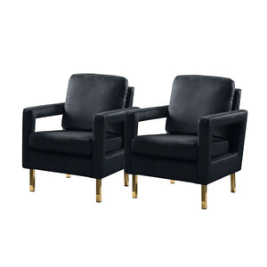 Valentina Modern Upholstered Accent Armchair with Gold Legs Set of 2