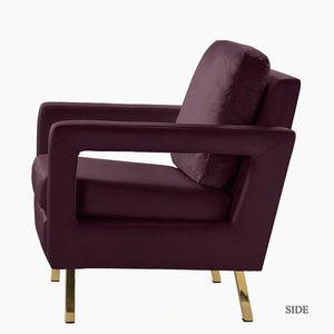 Valentina Modern Upholstered Accent Armchair with Gold Legs Set of 2