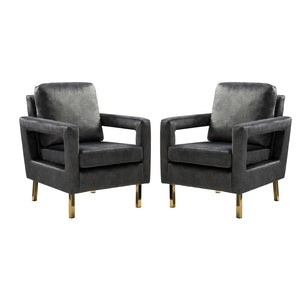 Valentina Modern Upholstered Accent Armchair with Gold Legs Set of 2